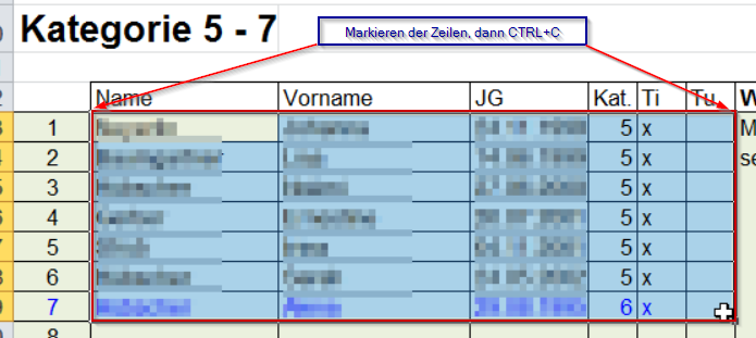 Turner importieren - copy&paste von Excel