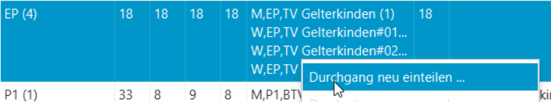 Riegen & Durchgänge Einteilung nachbearbeiten